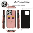 thumbnail image 2 of ELEHOLD Case for iPhone 15,Crossbody Wallet Case with Mirror & Card Holder Stand,Pink, 2 of 13