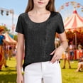 thumbnail image 2 of YUQIN Girls Sequin Tops Shine Short Sleeve Tee Shirt Glitter Round Neck T Shirts Casual Top Sparkly Summer Blouse Party T-Shirts Cute Tees Clothes, 2 of 5