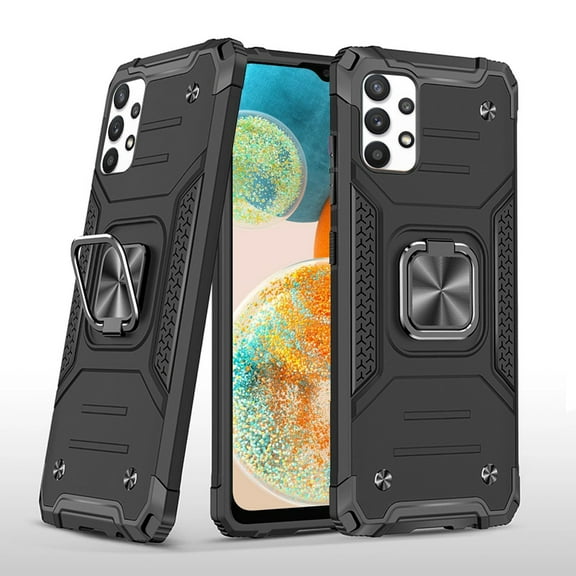 For Samsung Galaxy A23 5G Armor Hybrid with Ring Holder Kickstand Shockproof Heavy-Duty Durable Rugged Dual Layer Cover ,Xpm Phone Case [ Black ]