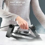 Rowenta Accesstream Cordreel Steam Iron for Clothes, Powerful 1725W, Stainless Steel Soleplate, Retractable Cord, Auto Shut-off, Anti-Drip, Black, DW2450U1