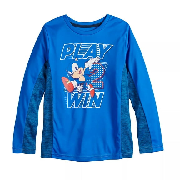 Sonic the Hedgehog Boys Shirt Active Raglan Tee Blue Play 2 Win Size 10T