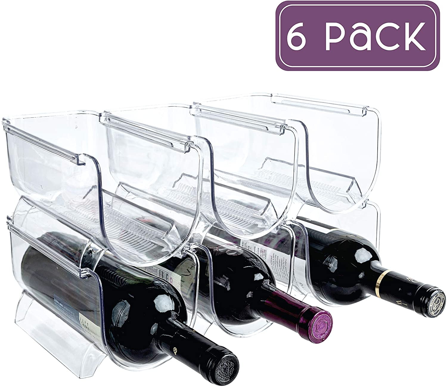 Homeries Wine & Water Bottle Organizer Holder (Set of 6) Stackable