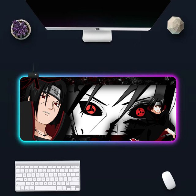 Uchiha Itachi-alfombrilla de ratón para teclado de Pc RGB, LED brillante alfombrilla de ratón, alfombrillas de goma para juegos de ordenador LIUWENJING unisex
