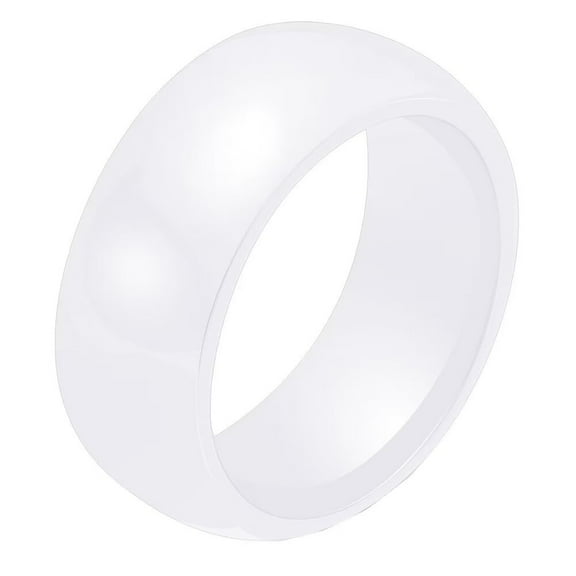 HIJONES Women's 8mm Ceramic Ring Personalized Band Ring Jewelry White Size 7