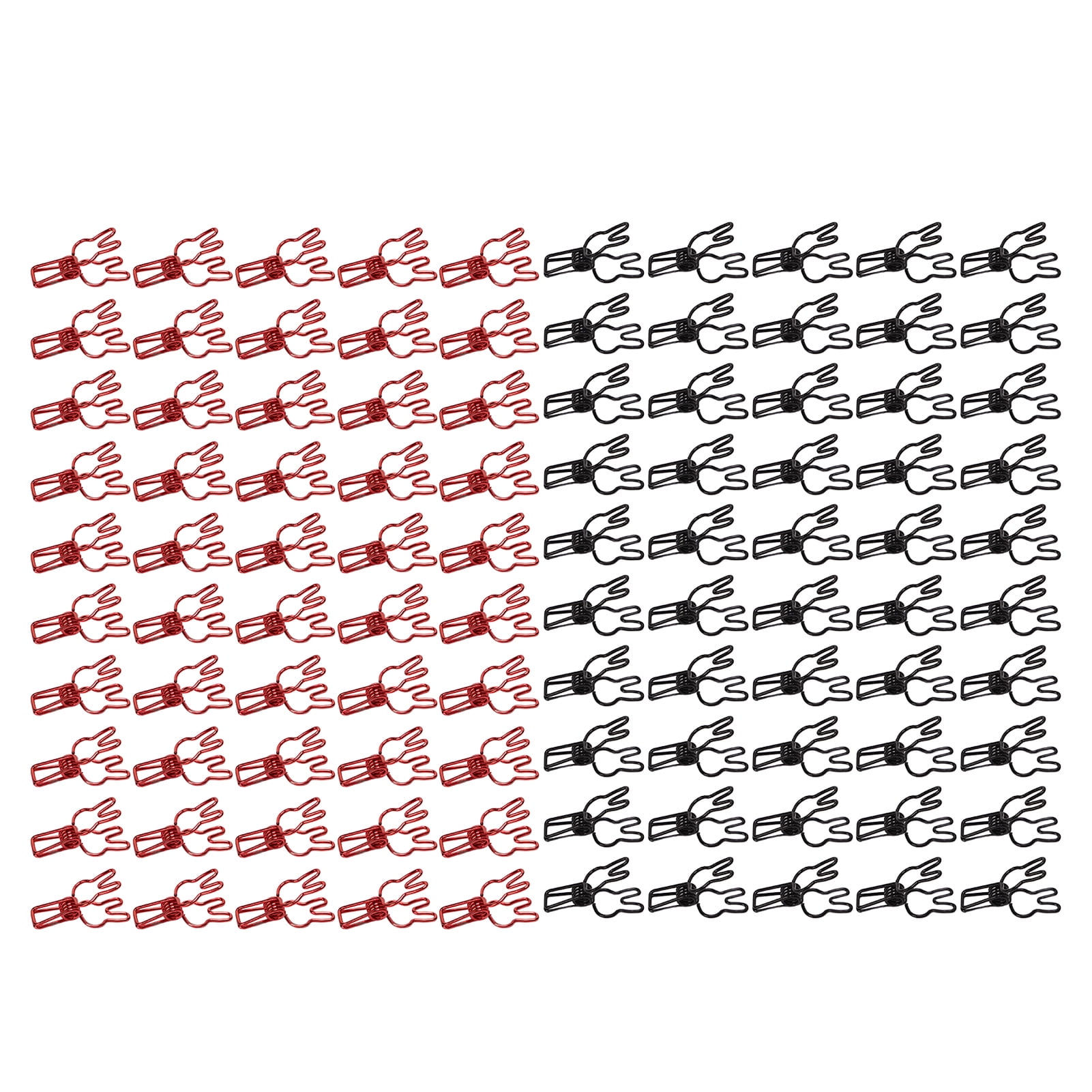 Riousery 100Pcs Bunny Binder Clips Hollow Out Strong Metal Multi Purpose Small Paper Clips for Bags Clothes Documents, Black and Red