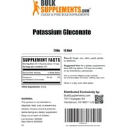 BulkSupplements Potassium Gluconate Powder - 600mg per Serving - 250 Grams (8.8 oz) - 417 Servings