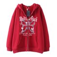 thumbnail image 1 of Estilo oscuro hip hop gótico Harajuku Y2K mariposa estampado de letras cremallera Sudadera con capucha Harajuku chaqueta sudadera, 1 of 5