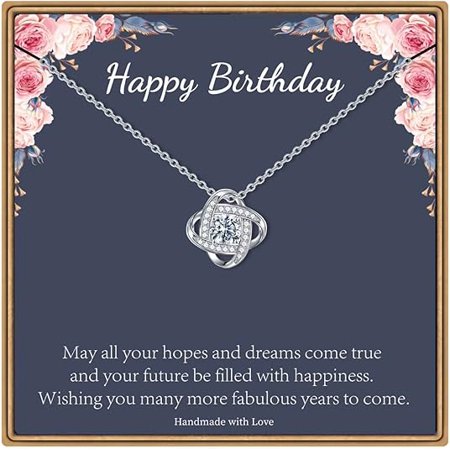 Love Knot Necklace for Daughter on Her Birthday with Message Card and Gift Box, Birthday Gift for Wife/Girlfriend from Husband/Boyfriend, To My Mom Birthday Gift Necklace