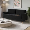 thumbnail image 3 of HMD Astoria Linen Square Arm 3-Seater Sofa With 2 Throw Pillow, Black, 3 of 5