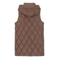 thumbnail image 4 of Fall Jackets For Women Long Puffer Vest Solid Sleeveless Button Down Zip Up Hooded Quilted with Pockets Winter Outfits, 4 of 4