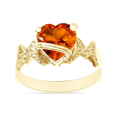 Heart Shape Simulated Citrine In 14K Yellow Gold Over 925 Sterling Silver Ring Size 10.5
