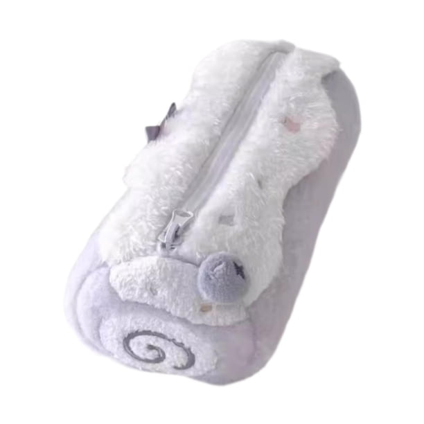 Estuche para lápices, bolsa para bolígrafos, diseño de dibujos animados, cierre de cremallera, bolsa de almacenamiento portátil para artículos de papelería. Morado claro