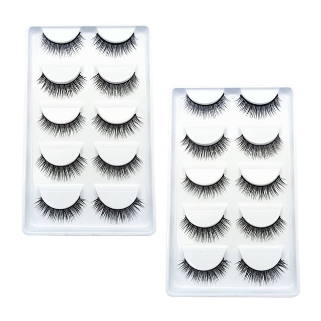 unbranded 10Pares Pestañas Falsas Negras Con Natural Para Uso Personal Y