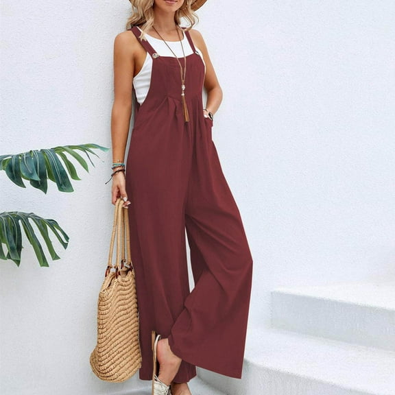 Haivin Women's Linen Cotton Jumpsuit, Strapless with Pockets and Solid Color, Summer Casual Wear for Everyday and Outdoor