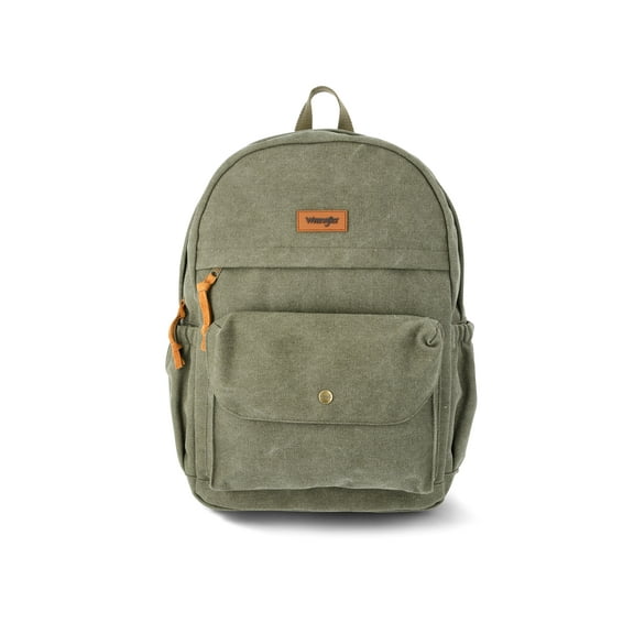 Wrangler Men’s and Women’s Washed Canvas 17" Laptop Backpack, Burnt Olive