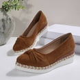 thumbnail image 6 of Women's Suede Pointed Toe Wedge Pumps, Raffia Trim Wedge Heel Dress Shoes, Plus Size Comfortable Wedge Heel Shoes for Spring Summer Wear, 6 of 10