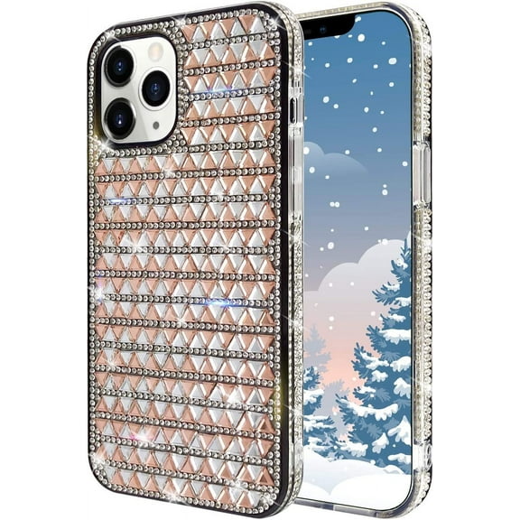 for iPhone 11 Pro Max Women Girl Glitter Diamond Case Luxury Bling Sparkly Rhinestone Ultra Slim Durable Crystal Bumper Soft Silicone Rubber Protective Cover Case for iPhone 11 Pro Max Rose Gold
