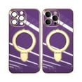 thumbnail image 3 of for iPhone 16 Pro Case with Magnetic Stand, [Compatible with MagSafe] [Ring Holder Kickstand] Plating TPU Shockproof Protective for iPhone 16 Pro Phone Case for Women Men, Darkpurple, 3 of 6