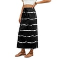 thumbnail image 5 of High Waisted Striped Maxi Skirt, Casual Flowy Side Slit Long Skirt with Pockets, Elastic Waist Drawstring Summer Beach Bottoms, 5 of 6