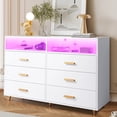 thumbnail image 1 of Zocalo Cómoda de 6 Cajones con Luz LED, Diseño Moderno para Dormitorio - Blanco, 1 of 8