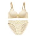 thumbnail image 2 of Promotion Clearance Lace No Steel Ring Small Chest Gathered Adjustment Lace Bow Bra + Briefs Set black 70, 2 of 9