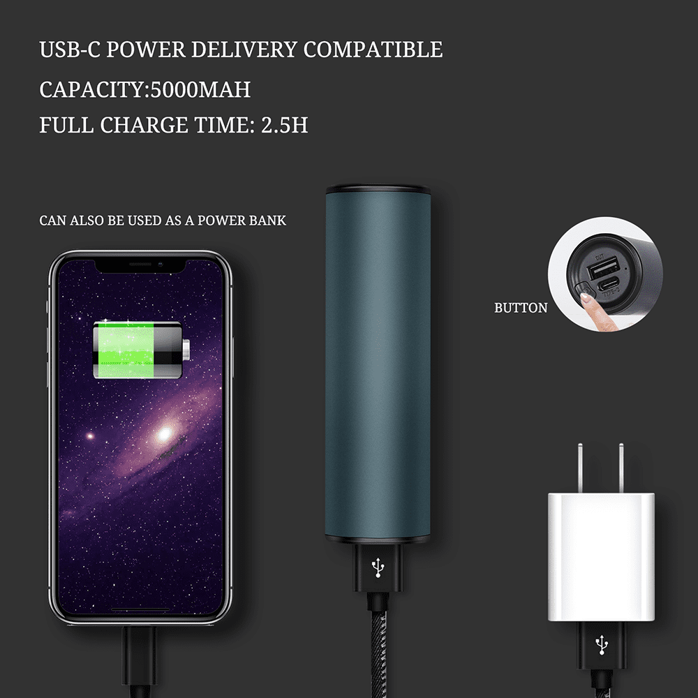 SkyGenius USB Rechargeable Hand Warmer Portable Hand Heater Power Bank, Gray