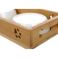 thumbnail image 2 of Juego de cuencos de cerámica para gatos con soporte de bambú., 2 of 6