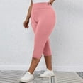 thumbnail image 4 of AKAFMK Plus Size Women's Capris Knee Length Leggings High Waisted Stretch for Casual Summer Yoga Workout Exercise, 4 of 5