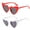 Red,White, variant on Heart Shaped Sunglasses for Women, Vintage Cat Eye Style Glasses UV Protection Red+Pale Pink