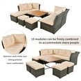 thumbnail image 5 of Highsound 10 Piece Patio Furniture Sets, All Weather PE Wicker Rattan Outdoor Sectional Sofa Conversation Couch with Wood Table, Cushions and Ottomans, for Lawn, Garden, Backyard (Beige), 5 of 7