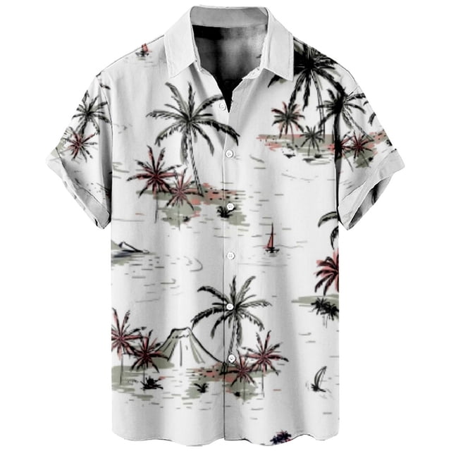 Camisas Hombre Camiseta de hombre informal con diseño de moda superior con estampado de calle al libre con estampado 3d de árbol de (White, M)