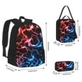 thumbnail image 2 of Vsdgher Red And Blue Lightning Print Large Capacity Backpack Lunch Bag Pencil Case Combination 3 Piece Set for Student, 2 of 7