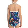 thumbnail image 5 of FOR U DESIGNS Hippie Mushroom One Piece Halter Swimsuit for Girls 7-8 Years Old Breathable Tropical Beach Bathing Suit Novelty Lace-up Swimwear, 5 of 6