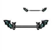 Body Accentz Nipple Rings Black PVD Over 316L Surgical Steel Nipple Barbell Abalone Bat Wing on Each End