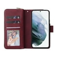 thumbnail image 6 of Feishell for Samsung Galaxy S22 (6.1 inch) Wallet Case for Women Men,Premium PU Leather Magnetic Clasp Zipper 9 Card Slots Folio Flip Holder Shockproof Purse Phone Case with Wrist Strap,Winered, 6 of 8