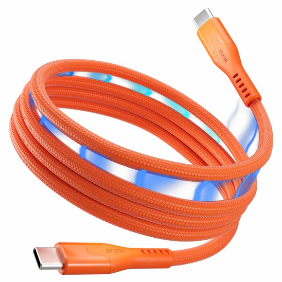 Statik MagStack Pro Charge/Sync Magnetic Cable USB-C to USB-C 6.6ft Orange