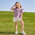 thumbnail image 7 of Cethrio Girls Cotton T-shirts, Casual Fashion Crew Neck Short Sleeve Summer Tops Kids Tees Purple Size 5T, 7 of 7