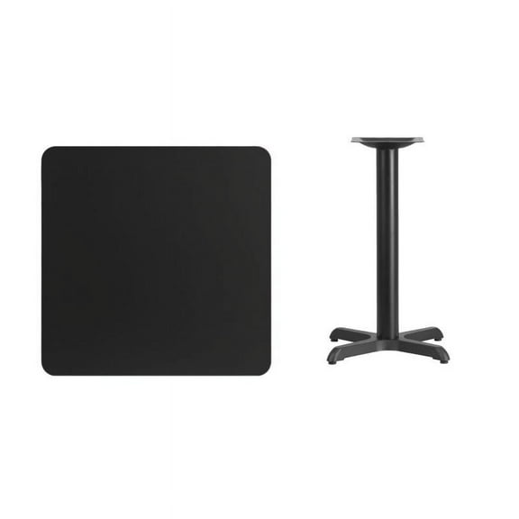 30" Square Black Laminate Table Top With Table Height X Base - Table Height Restaurant Table