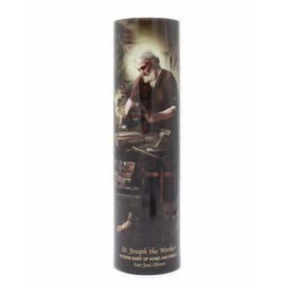 Saint Joseph The Worker, LED Flameless Devotion Prayer Candle, Religious Gift, 6 Hour Timer for More Hours of Enjoyment and Devotion! Dimensions 8.1875" x 2.375"