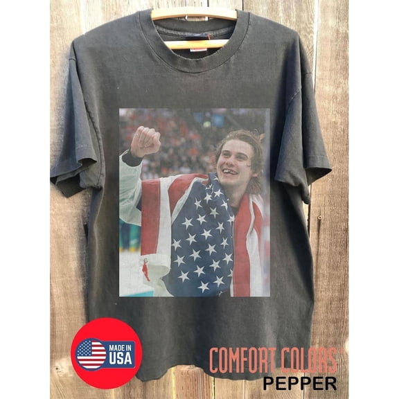 Jack Hughes Hockey USA Team Vintage Bootleg 90s Comfort Colors T-Shirt