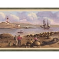 thumbnail image 1 of Voiliers Aviron Bateaux Phares Marins Papier Peint Nautique Border Rétro Design, Rouleau 15' x 8,25'', 1 of 3