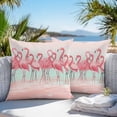 thumbnail image 3 of Pink Flamingo Throw Pillow Covers 18x18 Inch Set of 2, Summer Tropical Flamingo Hawaii Animals Waterproof Outdoor Pillow Covers, Decorative Cushion Pillowcases for Couch, Sofa, Bed, Garden, Patio, 3 of 9