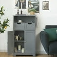 thumbnail image 3 of Gymax Bathroom Floor Cabinet Wooden Storage Organizer w/Drawer Doors Grey, 3 of 10