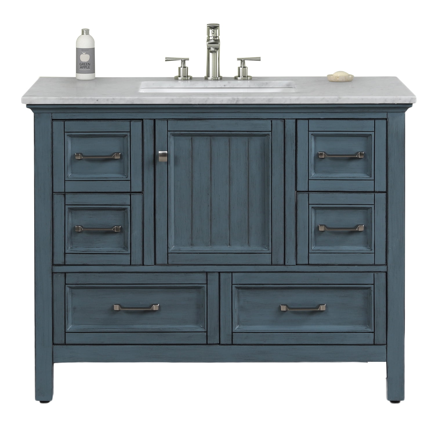 Transitional Ash Blue Bathroom Vanity, Blue Gray Bathroom Vanity