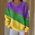 thumbnail image 4 of TKLPEHG Mardi Gras Sweatshirts for Women Purple Long Sleeve Crewneck Sweatshirts Dressy Casual Festival Print Graphic Pullover Holiday Tops (Green,S), 4 of 6