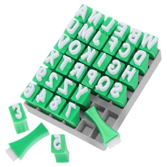 OFFIGAM Green Alphabet Clay Stamps for Teachers and Kids, Educational Tool to Imagination and Coordination Skills