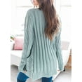 thumbnail image 6 of Women's Long Sleeve Twist Cable Knit Sweater ALS Supplies Open Front Cardigan Coat Button Loose Outerwear with Pockets, 6 of 6