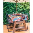 thumbnail image 3 of Fsddascl Football Outdoor Tablecloth - 60x84 Inch Rectangle Dining Table Cover, Yellow Blue Pink Watercolor Abstract Art Sports Waterproof Outdoor Table Cloth with Umbrella Hole & Zipper for Patio, 3 of 7