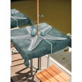 thumbnail image 2 of Outdoor Tablecloth with Umbrella Hole for Patio/Picnic/Party/Camping, Green Coastal Waterproof Table Cloth Square Cover Washable, Summer Ocean Beach Nautical Modern Starfish (54"x 54"), 2 of 9