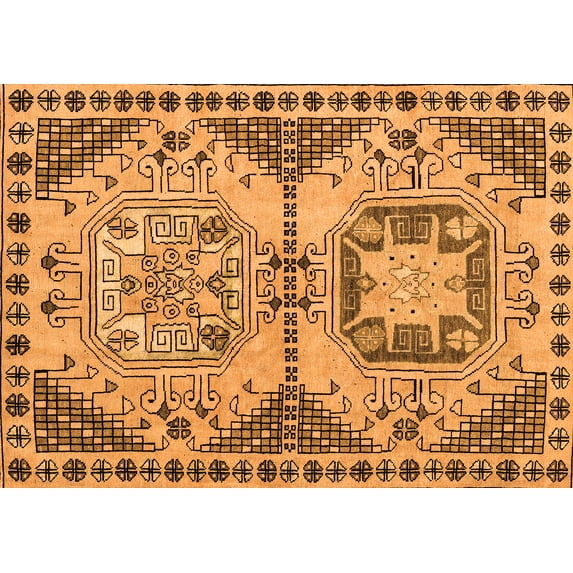 Ahgly Company Indoor Rectangle Abstract Orange Modern Area Rugs, 8' x 10'